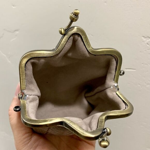 Chic Handsewn Genuine Embossed Leather Castle Shaped & Coin Purse with Chain - Picture 12 of 14